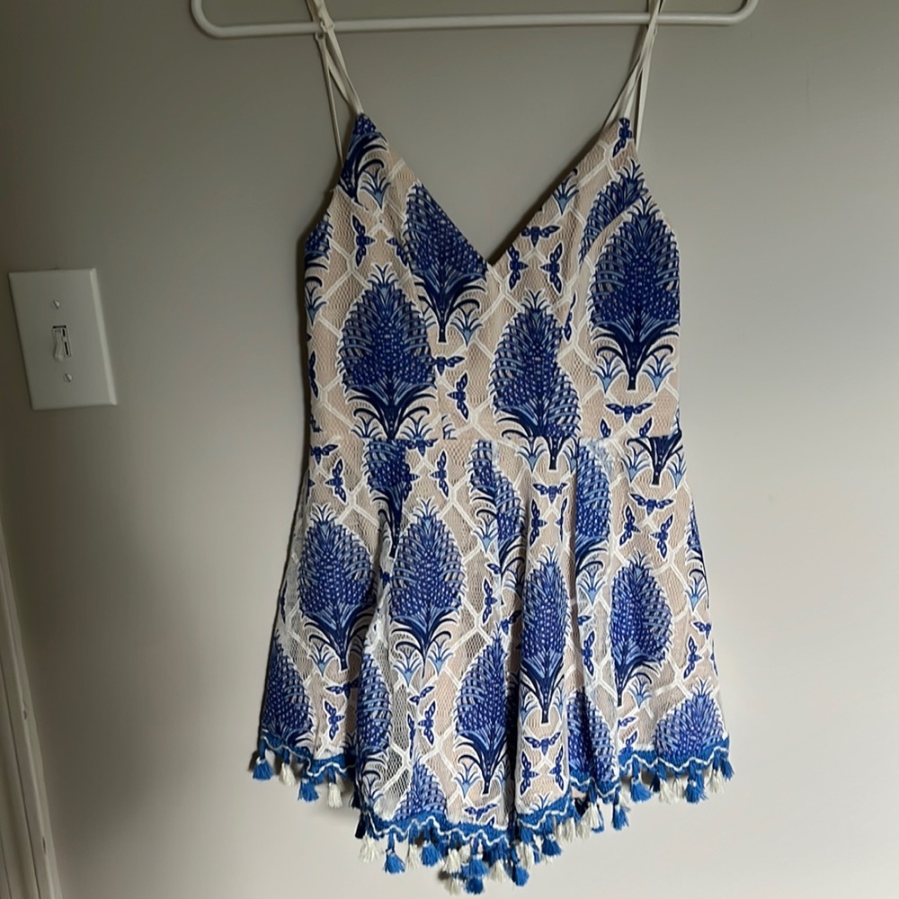 Lace and tassel romper